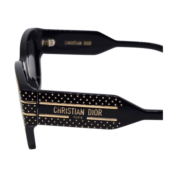 DIOR SUNGLASSES Elegant Black and Gold Studded 100% authentic NEW - Picture 3 of 10
